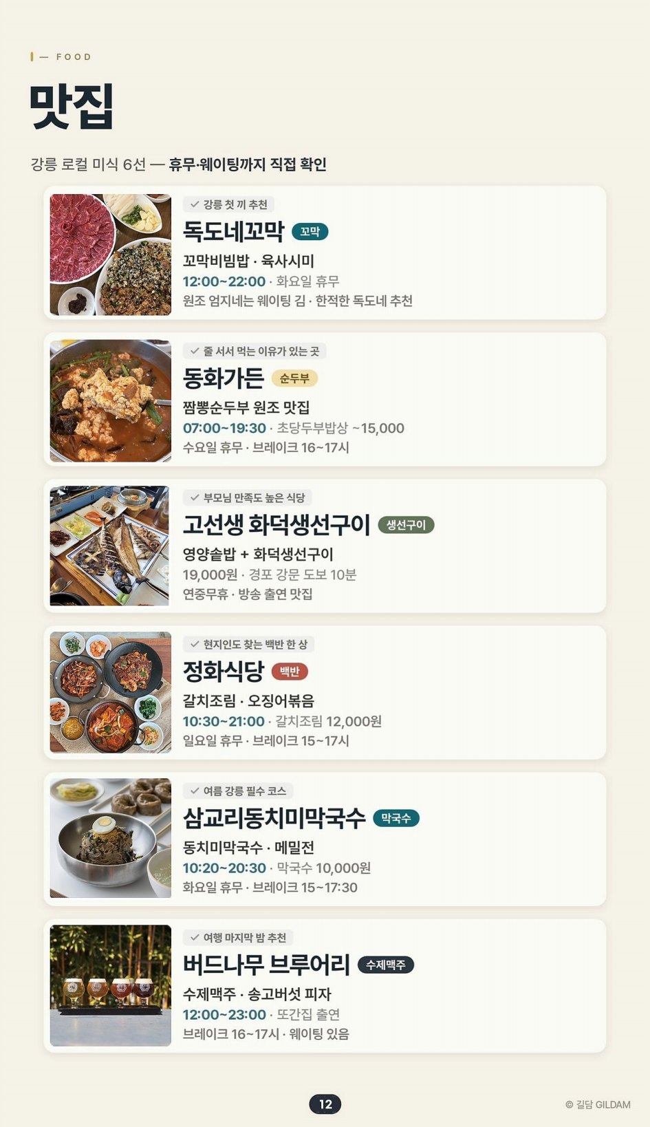 강릉 맛집 큐레이션 미리보기